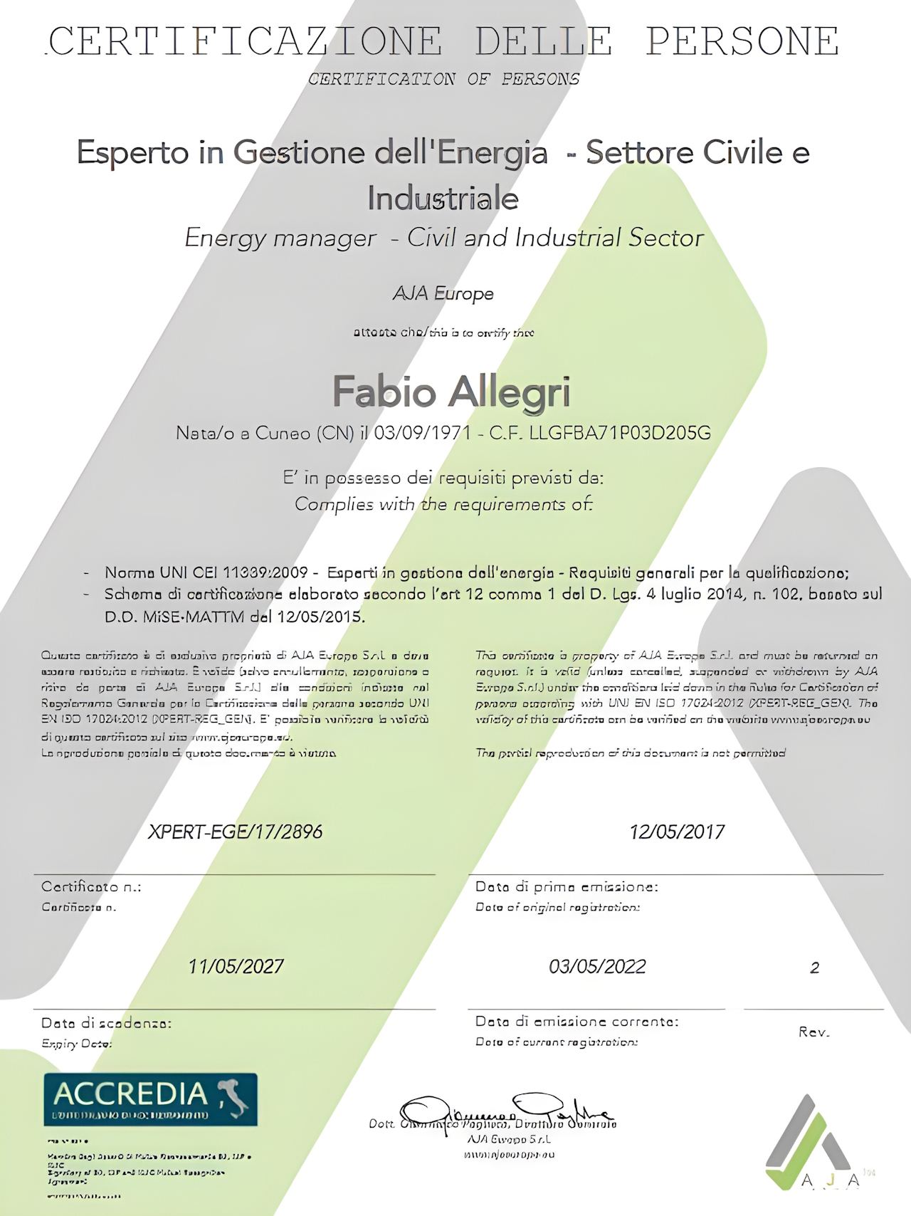 Idrotermica Allegri Certificazioni 6